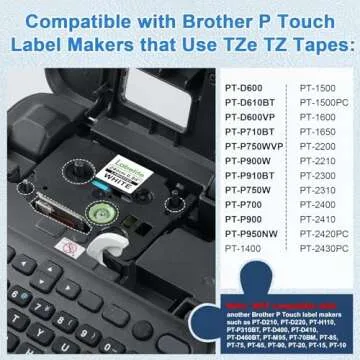 Labelife TZe-251 24mm Label Tape Replacement for Brother P Touch TZe TZ Label Tape 24mm 0.94 Laminated White TZe251 TZ-251 for Brother Ptouch PT-D600 PT-D610BT PT-P710BT Label Maker, 1 Inch, 4-Pack