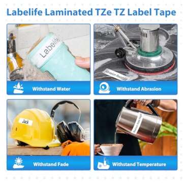 Labelife TZe-251 24mm Label Tape Replacement for Brother P Touch TZe TZ Label Tape 24mm 0.94 Laminated White TZe251 TZ-251 for Brother Ptouch PT-D600 PT-D610BT PT-P710BT Label Maker, 1 Inch, 4-Pack