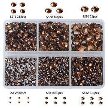 Bymitel 5000Pcs Smoked Topaz Rhinestones for DIY