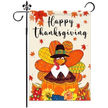 Happy Thanksgiving Garden Flags 12x18 Inch Double Sided Turkey Fall Garden Flag, Thanksgiving Decor ...