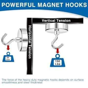 LOVIMAG Magnetic Hooks Heavy Duty, Super Stong Magnetic Hooks Neodymium Magnet Hooks for Cruise, Rare Earth Magnets with Hooks for Magnetic Hanger,Toolbox,Storage,Hanging-12 Pack