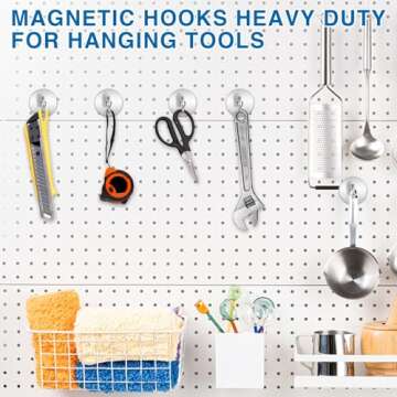 LOVIMAG Magnetic Hooks Heavy Duty, Super Stong Magnetic Hooks Neodymium Magnet Hooks for Cruise, Rare Earth Magnets with Hooks for Magnetic Hanger,Toolbox,Storage,Hanging-12 Pack