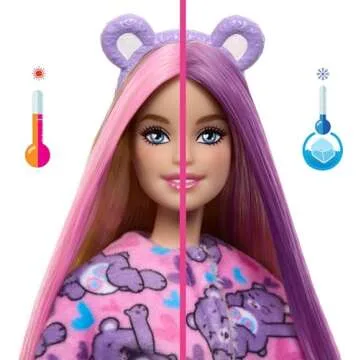 Barbie Cutie Reveal Doll & Accessories, Care Bears Series with Share Bear Plush Costume & 10 Surprises Including Color Change & Mini Bear