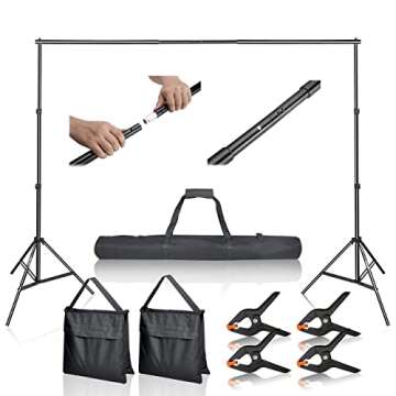 Emart Photo Video Studio 10Ft Adjustable Background Stand Backdrop Support System Kit with Carry Bag...