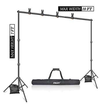 Emart Photo Video Studio 10Ft Adjustable Background Stand Backdrop Support System Kit with Carry Bag 600W Photography Photo Video Portrait Studio Day Light Umbrella Continuous Lighting Kit