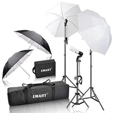 Emart Photo Video Studio 10Ft Adjustable Background Stand Backdrop Support System Kit with Carry Bag 600W Photography Photo Video Portrait Studio Day Light Umbrella Continuous Lighting Kit