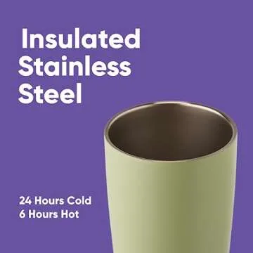 Owala SmoothSip Insulated Stainless Steel Coffee Tumbler, Reusable Iced Coffee Cup, Hot Coffee Travel Mug, BPA Free, 20 oz, Green (Hip Cactus)