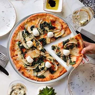 Deedro Pizza Baking Pan Pizza Tray 12 inch Stainless Steel Pizza Pan Round Pizza Baking Sheet Oven Tray Pizza Crisper Pan, Healthy Pizza Cooking Pan for Oven, 2 Pack