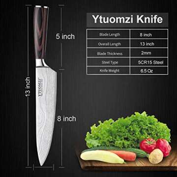 Ytuomzi Professional Chef Knife - 8 Inch Kitchen Essential