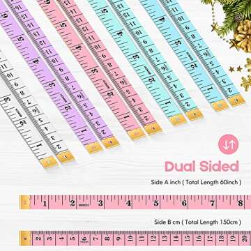 Tape Measure, iBayam Soft Ruler Measuring Tape for Body Weight Loss Fabric Sewing Tailor Cloth Vinyl Measurement Craft Supplies, 60-Inch Double Scale Ruler, 2-Pack, Pastel Pink, Purple