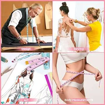 Tape Measure, iBayam Soft Ruler Measuring Tape for Body Weight Loss Fabric Sewing Tailor Cloth Vinyl Measurement Craft Supplies, 60-Inch Double Scale Ruler, 2-Pack, Pastel Pink, Purple