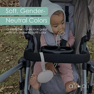 Ali+Oli Silicone Pacifier Case (Natural) 3" x 1.6" BPA-Free Newborn Pacifier Holder, Travel Baby Pacifiers Silicone Pouch, Pacifier Accessories for Boys & Girls, Silicone Pacifier Storage Case