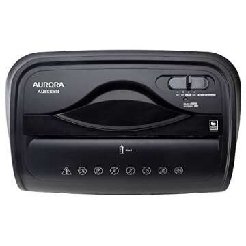 Aurora AU608MB High-Security 6-Sheet Micro-Cut Paper Credit Card Shredder with 3.5-Gallon Wastebasket, 4-Minute Continuous Running Time, Security Level P-4
