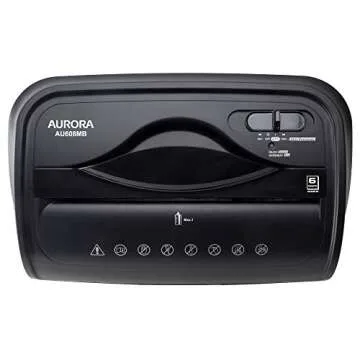 Aurora AU608MB High-Security 6-Sheet Micro-Cut Paper Credit Card Shredder with 3.5-Gallon Wastebasket, 4-Minute Continuous Running Time, Security Level P-4