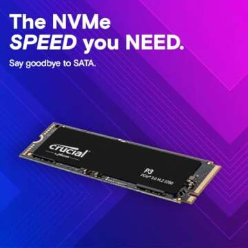 Crucial P3 4TB NVMe SSD - 3500MB/s Speed Upgrade