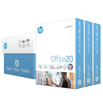 HP Printer Paper | 8.5 x 11 Paper | Office 20 lb | 3 Ream Case - 1500 Sheets | 92 Bright | Made in U...