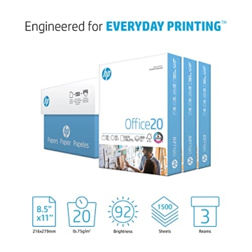 HP Printer Paper 20lb 3 Ream Case 1500 Sheets 92 Bright