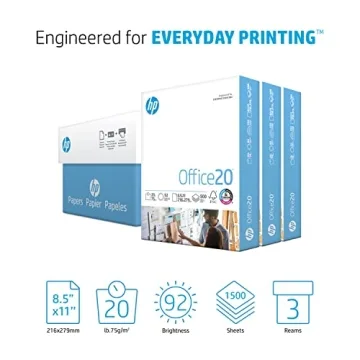 HP Printer Paper 20lb 3 Ream Case 1500 Sheets 92 Bright