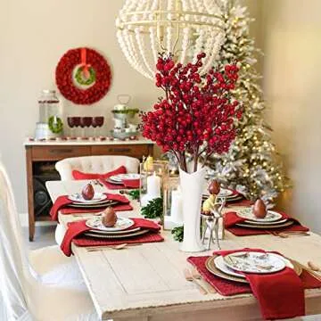 Vibrant Lvydec Artificial Red Berry Stems for Decor