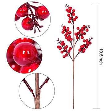 Vibrant Lvydec Artificial Red Berry Stems for Decor