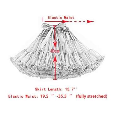 PhilaeEC Women Puffy Skirts Elastic Chiffon Petticoat Puffy Tutu Tulle Party Skirt Slip Vintage 50s ...