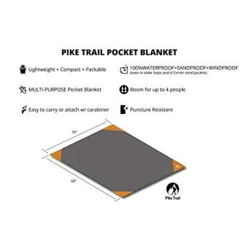 Pike Trail Compact Outdoor Blanket for All Adventures - Waterproof and Lightweight