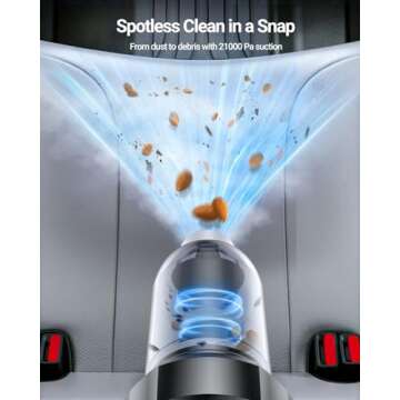 SEALIGHT Handheld Car Vacuum Wireless, Portable Vacuum Cleaner with 21000pa High Power Suction, Two Batteries Long Endurance, 18v/120w Mini Vacuum Cleaner for Car, Home, Office, Pet