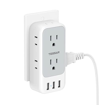 Multi Plug Outlet Extender with USB, TESSAN Electrical 7 Outlet Splitter with 3 USB Wall Charger, Mu...