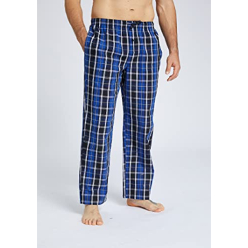 JupiterSecret Mens Pajama Pants Set Cotton Plaid Sleep & Lounge Pants, PJ Bottoms with Pockets and Button Fly