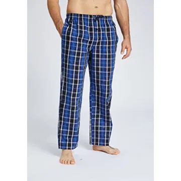 JupiterSecret Mens Pajama Pants Set Cotton Plaid Sleep & Lounge Pants, PJ Bottoms with Pockets and Button Fly