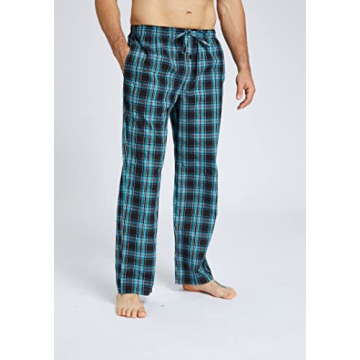 JupiterSecret Mens Pajama Pants Set Cotton Plaid Sleep & Lounge Pants, PJ Bottoms with Pockets and Button Fly