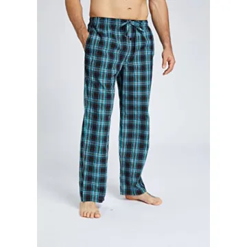 JupiterSecret Mens Pajama Pants Set Cotton Plaid Sleep & Lounge Pants, PJ Bottoms with Pockets and Button Fly
