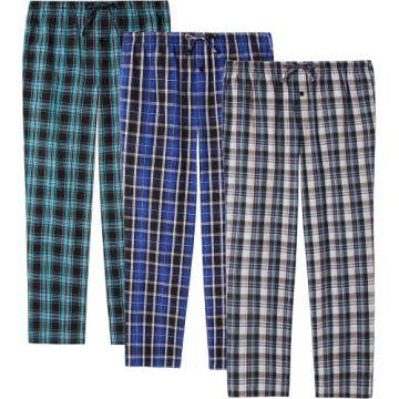 JupiterSecret Mens Pajama Pants Set Cotton Plaid Sleep & Lounge Pants, PJ Bottoms with Pockets and Button Fly
