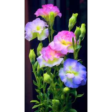 LanQx Eustoma Grandiflorum Seeds (500/1000 Pcs) - Rare Double Bloom Cut Flower Seeds, Non-GMO & Drou...