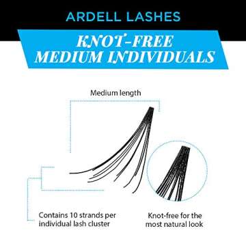 Ardell Individuals False Eye Lashes - Medium Black, DIY Lash Clusters, Lash Band, Long-Lasting Eyelash Extensions, 4 Pack