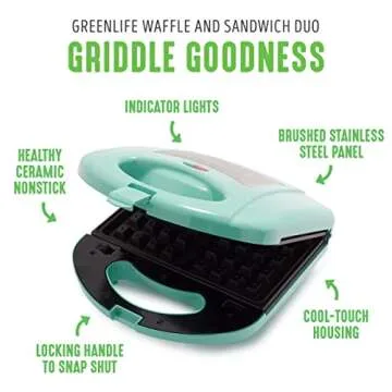 GreenLife Electric Waffle and Sandwich Maker - Healthy Cooking