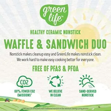 GreenLife Electric Waffle and Sandwich Maker - Healthy Cooking