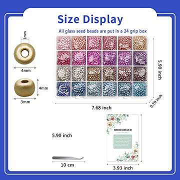 Yholin Glass Seed Beads Supplies Kit,6000pcs 4mm 6/0 Small Craft Seed Beads with Jump Rings Charms Tweezers for Bracelet Necklace Earring Jewelry Making - Matte Metallic Opaque Colors Waist Beads