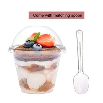 Coloch 100 Pack 9 Oz Clear Plastic Dessert Cups