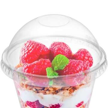 Coloch 100 Pack 9 Oz Clear Plastic Dessert Cups