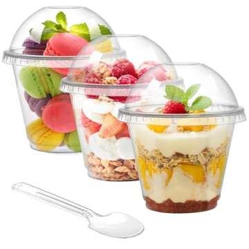 Coloch 100 Pack 9 Oz Clear Plastic Dessert Cups