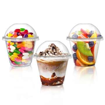 Coloch 100 Pack 9 Oz Clear Plastic Dessert Cups