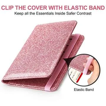 Accmor Glitter Pink Passport & Vaccine Card Holder