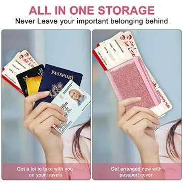 Accmor Glitter Pink Passport & Vaccine Card Holder