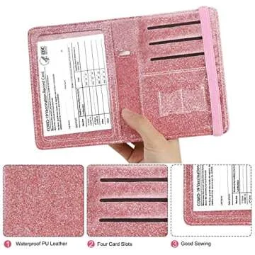 Accmor Glitter Pink Passport & Vaccine Card Holder