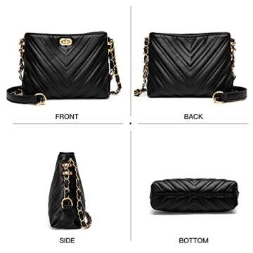 Small Crossbody Bags for Women Purses Fashion Leather Lightweight Handbags Shoulder Bag(Black2)