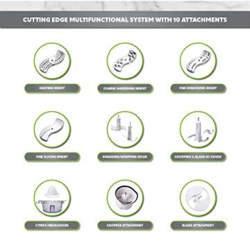 Braun FP3020 12 Cup Food Processor Ultra Quiet Powerful motor, includes 7 Attachment Blades + Chopper and Citrus Juicer , Made in Europe with German Engineering, White