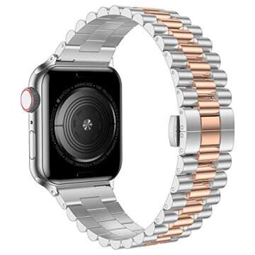 baozai Compatible Apple Watch Band for Women 42mm, 41mm, 40mm, 38mm - Stainless Steel Strap