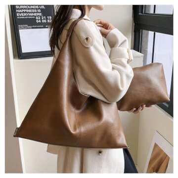 Slouchy Hobo Bags for Women Tote Bag Retro PU Leather Crossbody Bag Soft Shoulder Purses Handbags La...