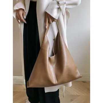 Slouchy Hobo Bags for Women Tote Bag Retro PU Leather Crossbody Bag Soft Shoulder Purses Handbags Large Capacity 2pcs